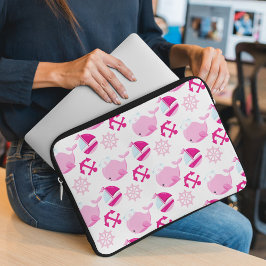 Capa Para Notebook Padrão De Baleias, Baleias Cutas, Baleias Rosa
