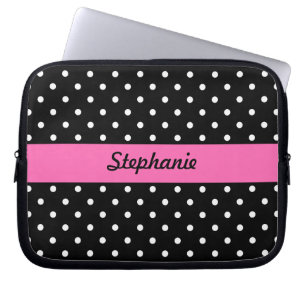 Capa Para Notebook Padrão de Bolinhas branca e preta