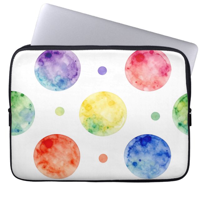 Capa Para Notebook Padrão de bolinhas de esfera de arco-íris em aquar (Frente)