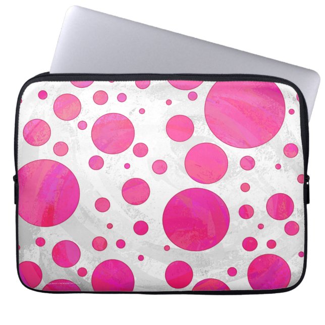 Capa Para Notebook Padrão de Bolinhas de Paixão Rosa (Frente)