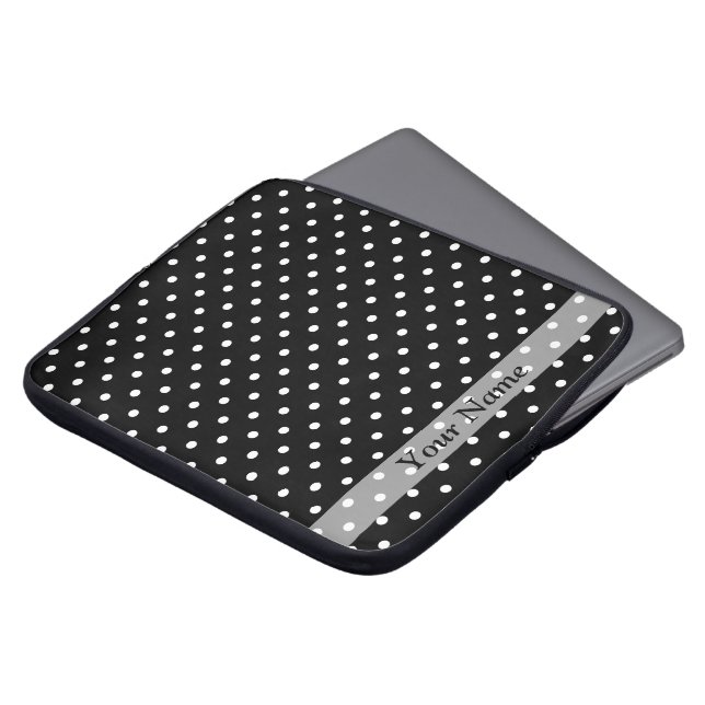 Capa Para Notebook Padrão de bolinhas preta (Frente Topo)