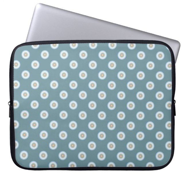 Capa Para Notebook Padrão de bolinhas - Turquesa bege castanho azul (Frente)