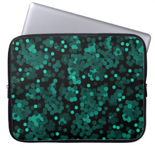 Capa Para Notebook Padrão de bolinhas verde turquesa a preto