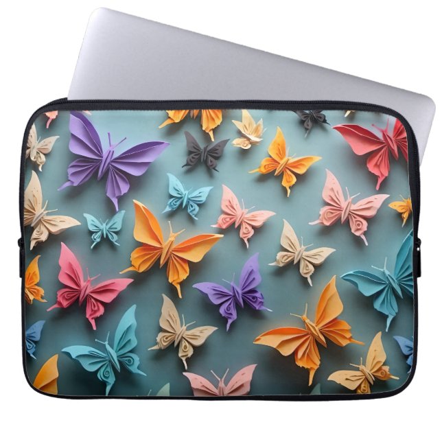 Capa Para Notebook Padrão de Borboleta Origami (Frente)