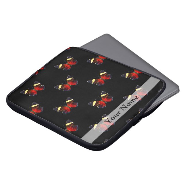 Capa Para Notebook Padrão de borboletas vermelhas e pretas (Frente Topo)