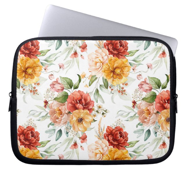 Capa Para Notebook Padrão de Buquê de Flor de Pêonias Vermelhas (Frente)