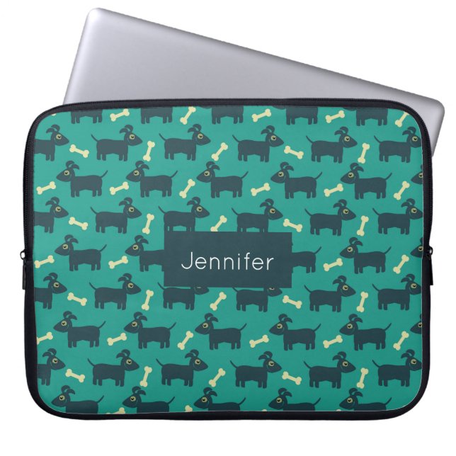Capa Para Notebook Padrão de Cachorro Bonito com Orelhas de Disquete  (Frente)