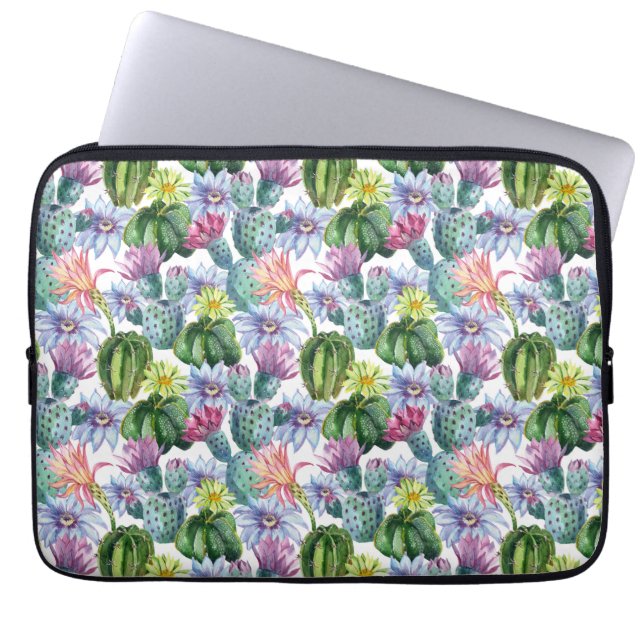 Capa Para Notebook Padrão De Cactus Com Aquarela Pintada À Mão (Frente)