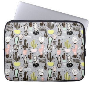 Capa Para Notebook Padrão de Cactus Texturizados Manuscritos
