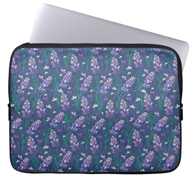 Capa Para Notebook Padrão de Campos de lavanda em Roxo (Frente)