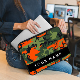 Capa Para Notebook Padrão de Camuflagem Laranja, Seu nome, Personaliz