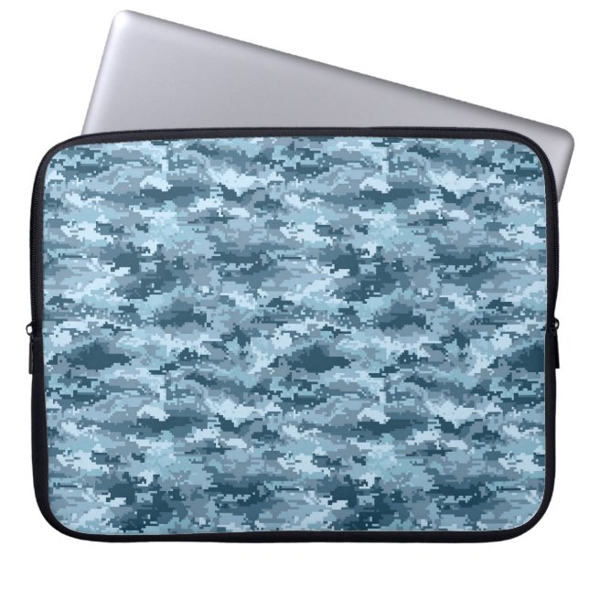 Capa Para Notebook Padrão de camuflagem pixelada militar azul (Frente)