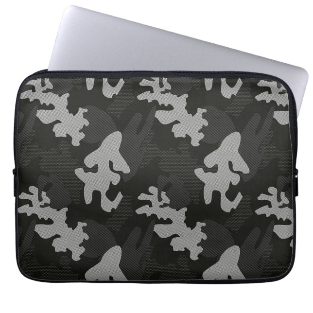 Capa Para Notebook Padrão de Camuflagem Preta (Frente)