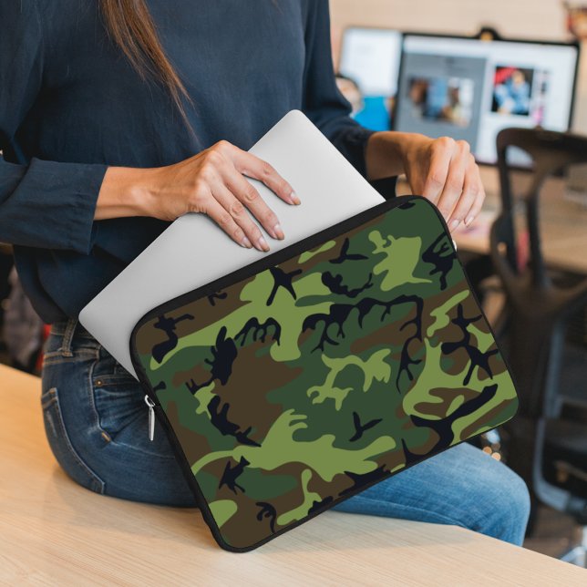 Capa Para Notebook Padrão de Camuflagem Verde, Padrão Militar, Exérci (Criador carregado)