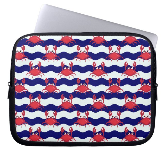 Capa Para Notebook Padrão de Caranguejos Felizes (Frente)