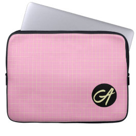 Capa Para Notebook Padrão de célula verde claro com fundo rosa.