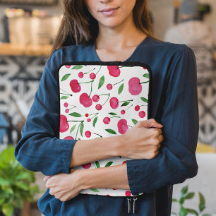 Capa Para Notebook Padrão de cerejas vermelhas de cor aquosa