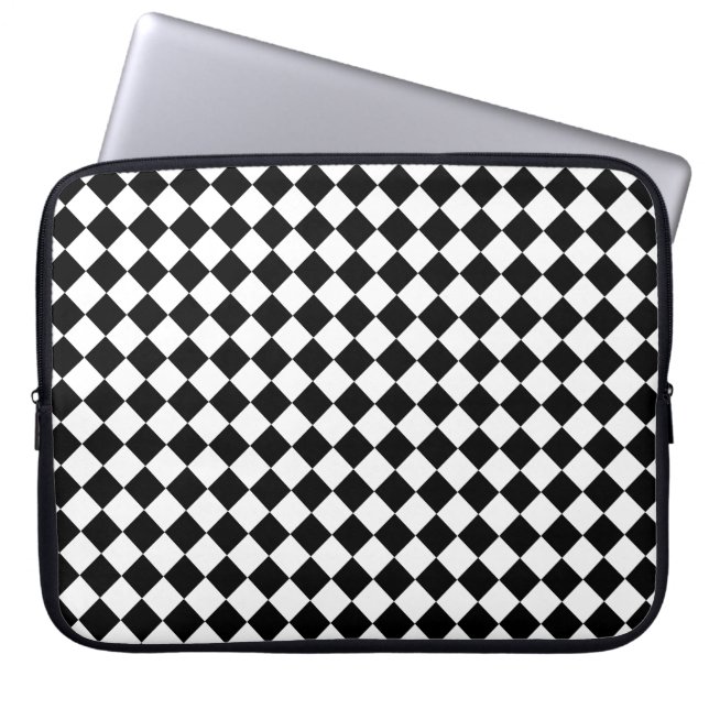 Capa Para Notebook Padrão de Chevron Preto e Branco Sólido (Frente)