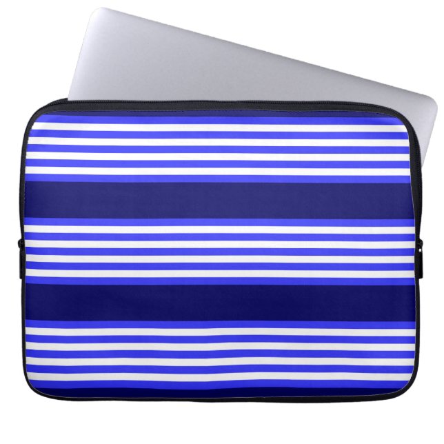 Capa Para Notebook Padrão de cinco faixas azuis e brancas (Frente)