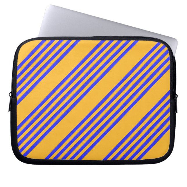 Capa Para Notebook Padrão de cinco faixas azul e amarelo (Frente)