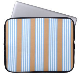 Capa Para Notebook Padrão de cinco faixas azul e branco com lapto bro