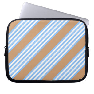 Capa Para Notebook Padrão de cinco faixas azul e branco com lapto bro