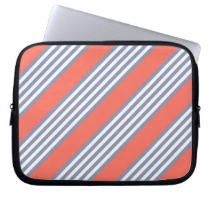 Capa Para Notebook Padrão de cinco faixas de cinza azul com coral viv