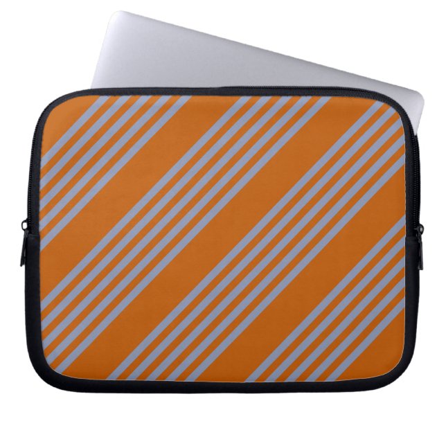Capa Para Notebook Padrão de cinco faixas de cinza azul e laranja que (Frente)