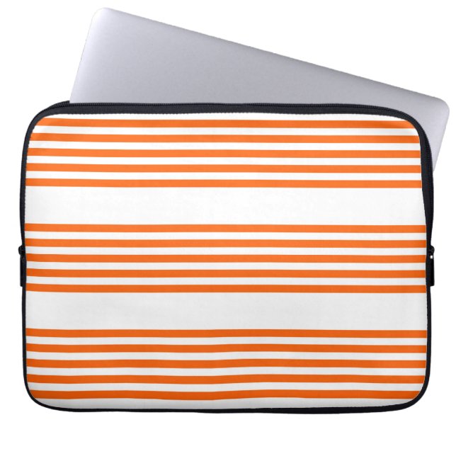 Capa Para Notebook Padrão de cinco faixas laranja e branca (Frente)