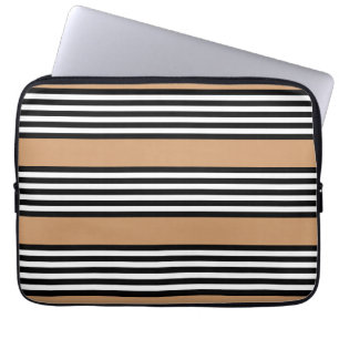 Capa Para Notebook Padrão de cinco faixas, preto e branco, com bronze