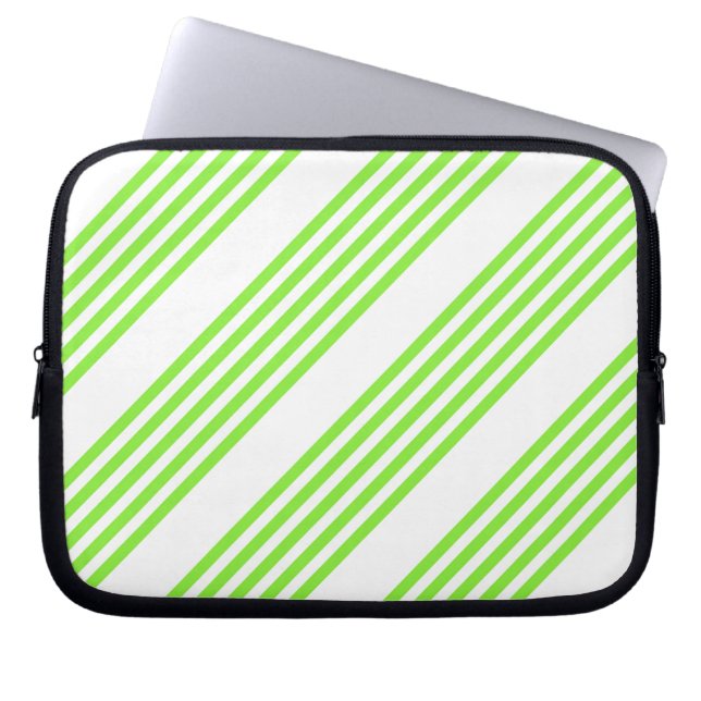 Capa Para Notebook Padrão de cinco faixas verdes limões e brancas (Frente)