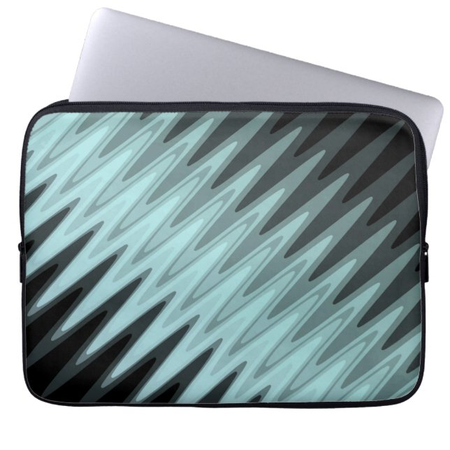 Capa Para Notebook Padrão de Cinza de Teal Preto Zig Zag (Frente)