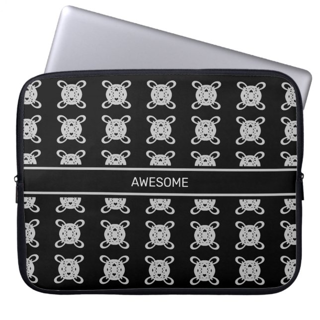 Capa Para Notebook Padrão de Círculo Cinza Prata e Preto Elegante (Frente)
