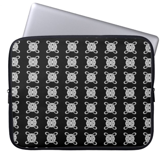 Capa Para Notebook Padrão de Círculo Preto e Cinza Prateado Elegante (Frente)