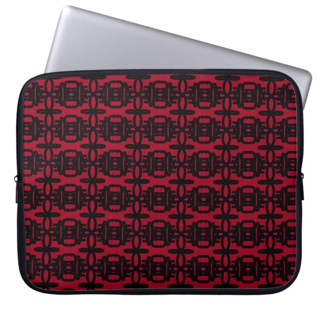 Capa Para Notebook Padrão de Círculo Vermelho Moderno Preto e Borgonh (Frente)