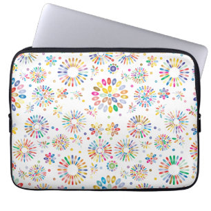 Capa Para Notebook Padrão de Círculos de Flores Coloridas Bonitas no