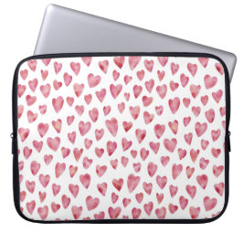 Capa Para Notebook Padrão de Coração de Amor em Aquarela Rosa Fofo