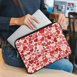 Capa Para Notebook Padrão De Corações, Corações Vermelhos, Amor