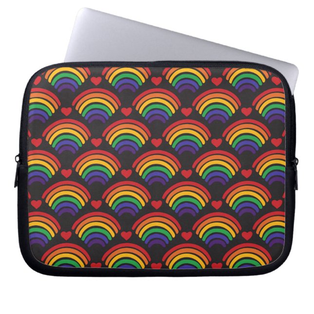 Capa Para Notebook Padrão de Corações e Rainbows (Frente)