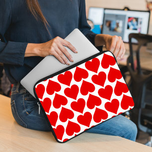 Capa Para Notebook Padrão de Corações Vermelhos, Romântico, Amor