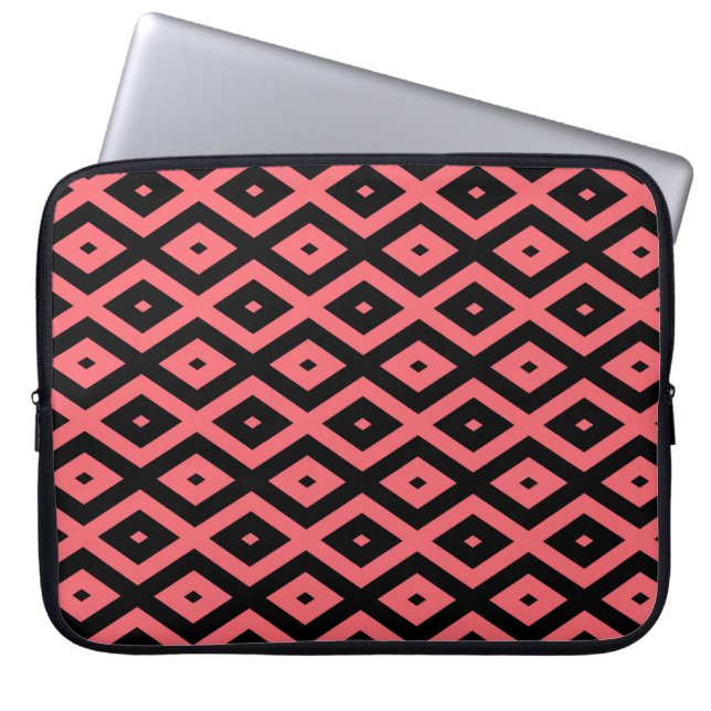 Capa Para Notebook Padrão de coral e diamante preto (Frente)