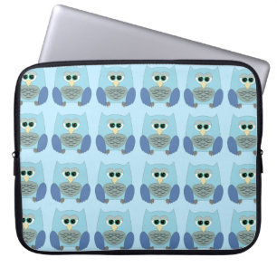 Capa Para Notebook Padrão de Corujas Azuis Fofas