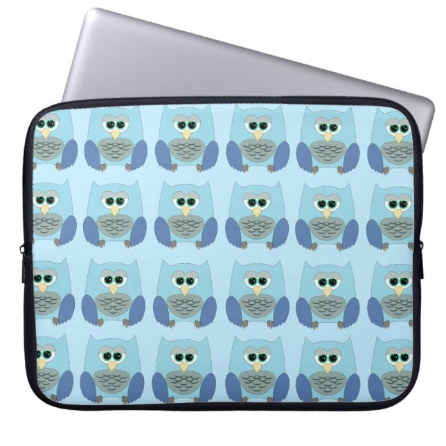 Capa Para Notebook Padrão de Corujas Azuis Fofas (Frente)