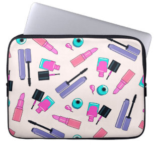 Capa Para Notebook Padrão de cosméticos rosa e roxo