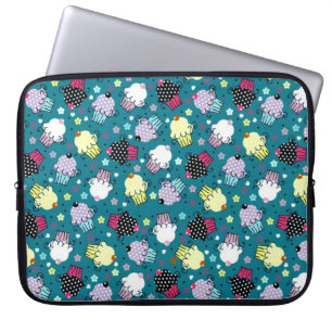 Capa Para Notebook Padrão de Cupcake bonito colorido-turquesa-verde-t