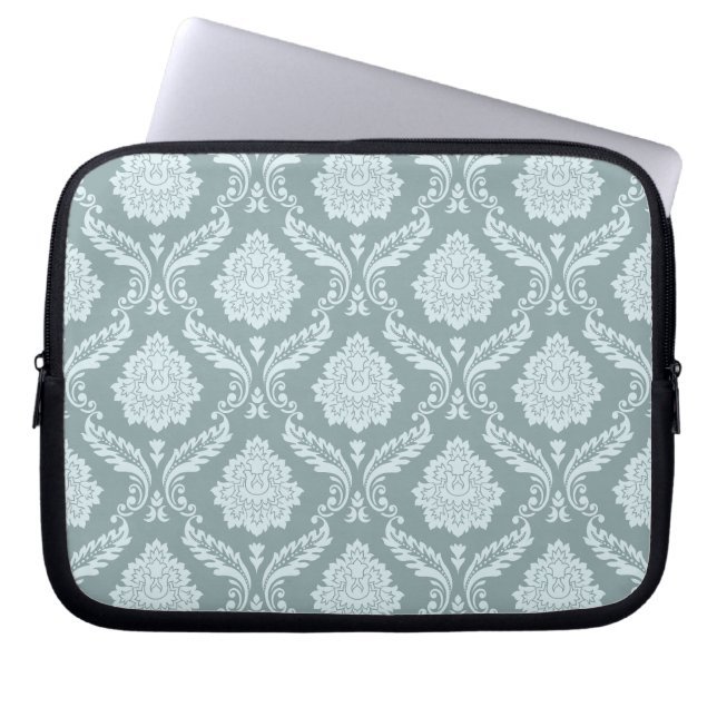 Capa Para Notebook Padrão de Damasco Rococó Azul Ovo de Pato+Teal (Frente)