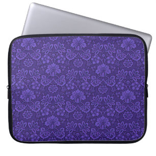 Capa Para Notebook Padrão de damasco roxo vintage elegante