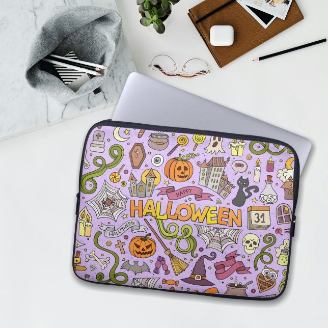 Capa Para Notebook Padrão de Desenho Fofo de Halloween (Criador carregado)