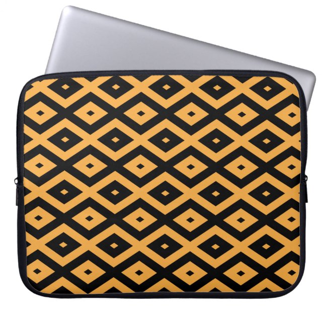 Capa Para Notebook Padrão de diamante amarelo e preto (Frente)
