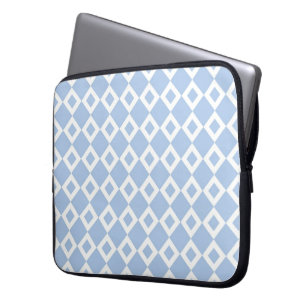 Capa Para Notebook Padrão de Diamante Azul e Branco